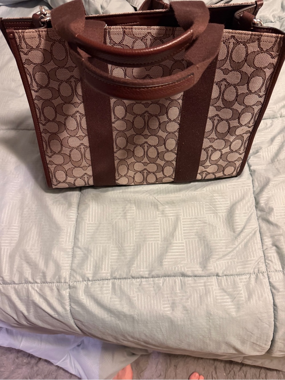 🤎 Coach Smith Tote – Signature Jacquard Brown